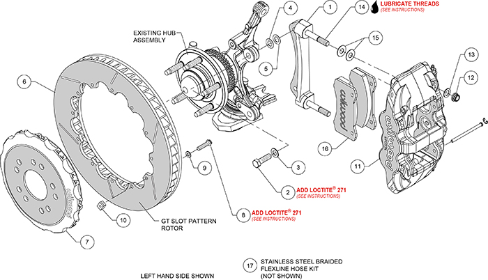 AERO6 Big Brake Front Brake Kit (Race) Assembly Schematic