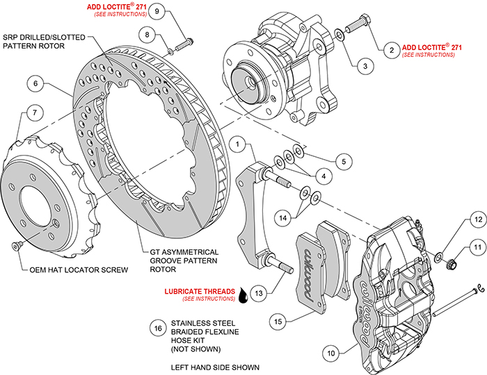 AERO6 Big Brake Front Brake Kit Assembly Schematic