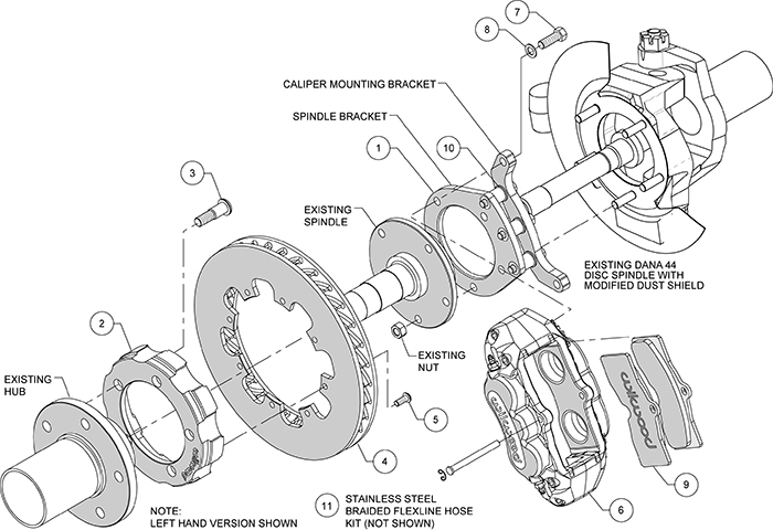 D8-4 Truck Front Brake Kit Assembly Schematic