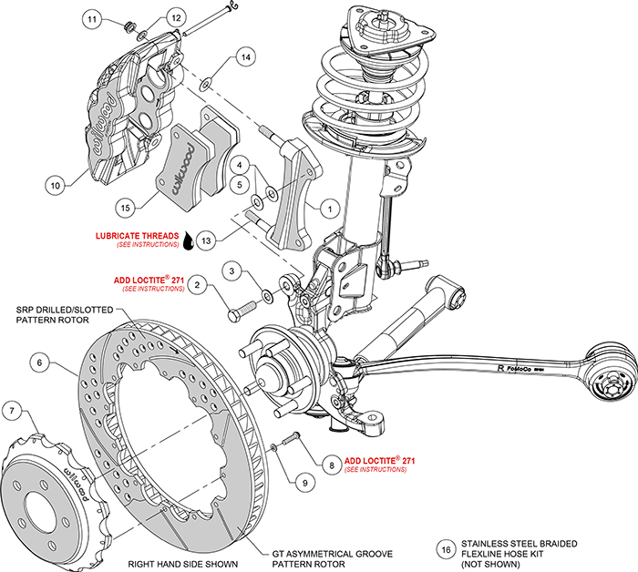 AERO6 Big Brake Front Brake Kit Assembly Schematic