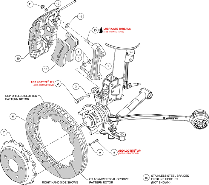 AERO6 Big Brake Front Brake Kit Assembly Schematic