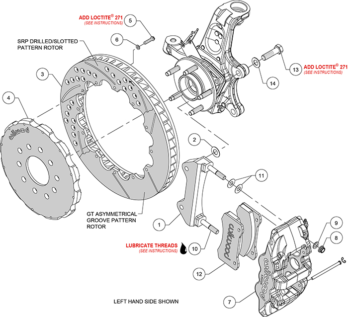 AERO6 Big Brake Front Brake Kit Assembly Schematic