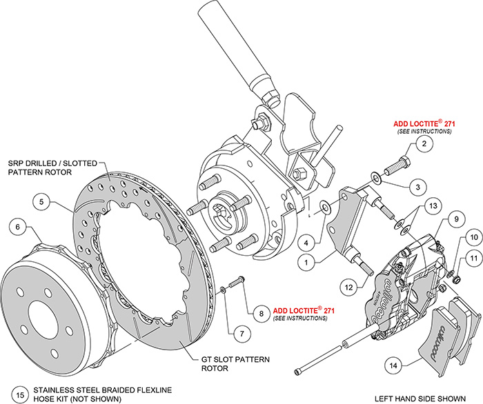 Forged Narrow Superlite 4R Big Brake Rear Brake Kit For OE Parking Brake Assembly Schematic