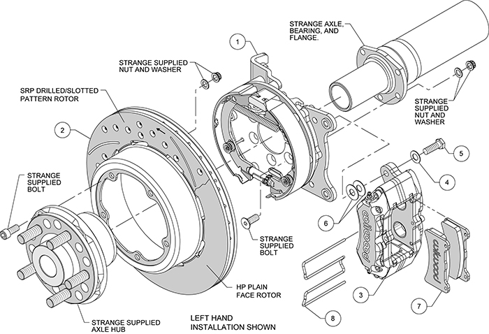 Forged Dynapro Low-Profile Rear Parking Brake Kit Assembly Schematic