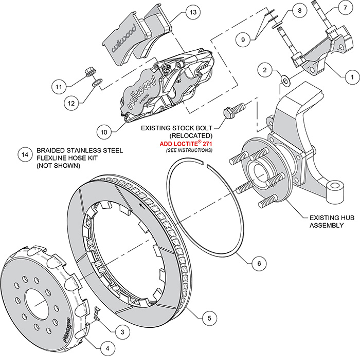 Forged Superlite 4R Big Brake Front Brake Kit (Race) Assembly Schematic