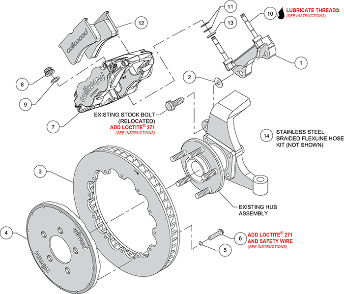 Forged Superlite 4R Big Brake Front Brake Kit (Race) Assembly Schematic