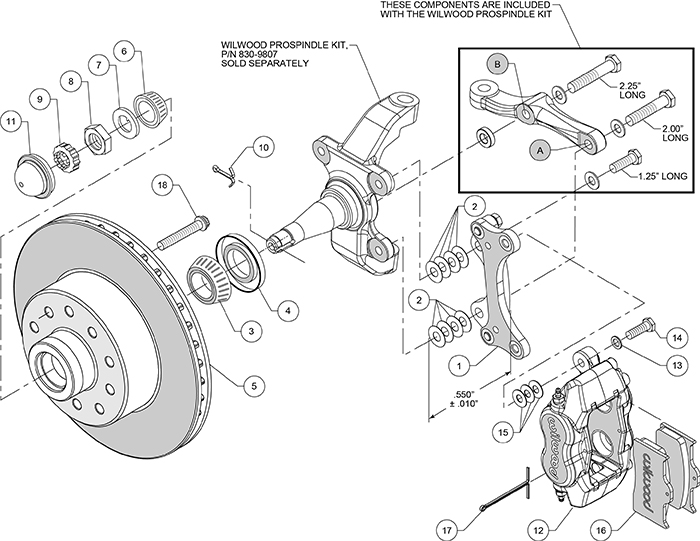 Classic Series Dynalite Front Brake Kit Assembly Schematic