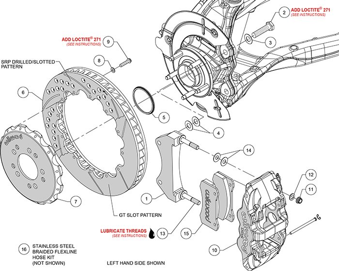 AERO6 Big Brake Front Brake Kit Assembly Schematic