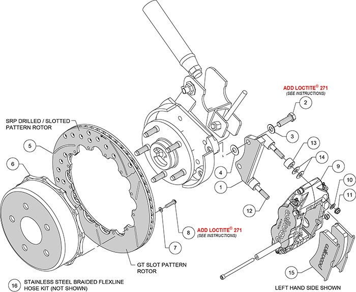 Forged Narrow Superlite 4R Big Brake Rear Brake Kit For OE Parking Brake Assembly Schematic