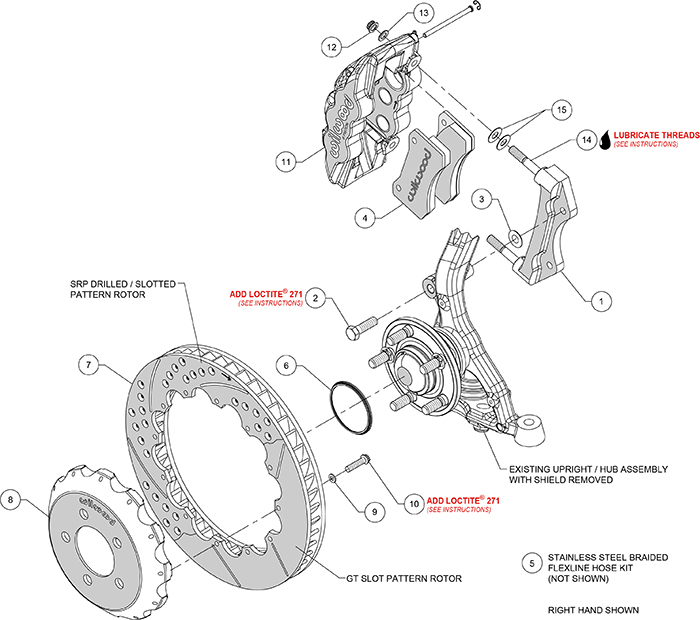 AERO6 Big Brake Front Brake Kit Assembly Schematic