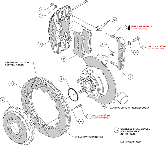 AERO4 Big Brake Rear Brake Kit For OE Parking Brake Assembly Schematic