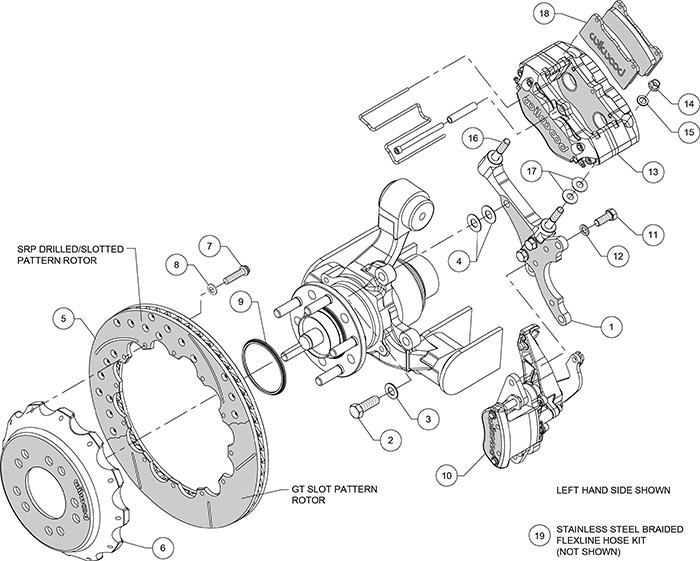 Dynapro Radial-MC4 Rear Parking Brake Kit Assembly Schematic