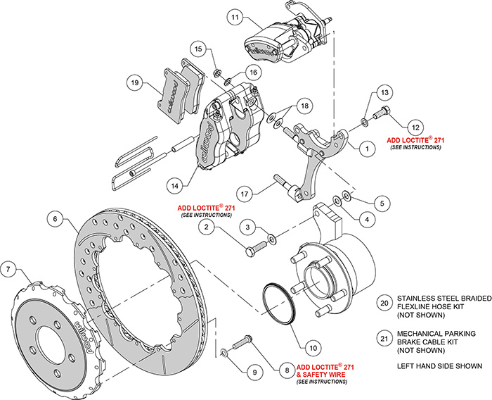 Dynapro Radial-MC4 Rear Parking Brake Kit Assembly Schematic