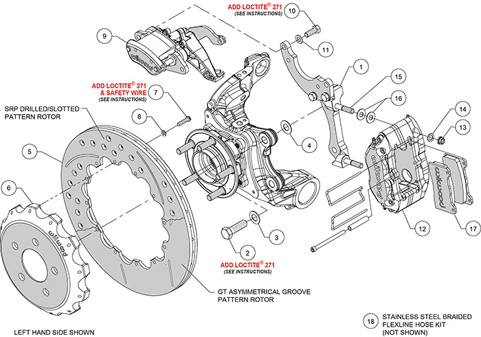 Dynapro Radial-MC4 Rear Parking Brake Kit Assembly Schematic