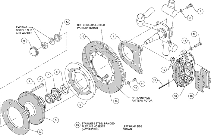 Forged Dynalite Pro Series Front Brake Kit Assembly Schematic