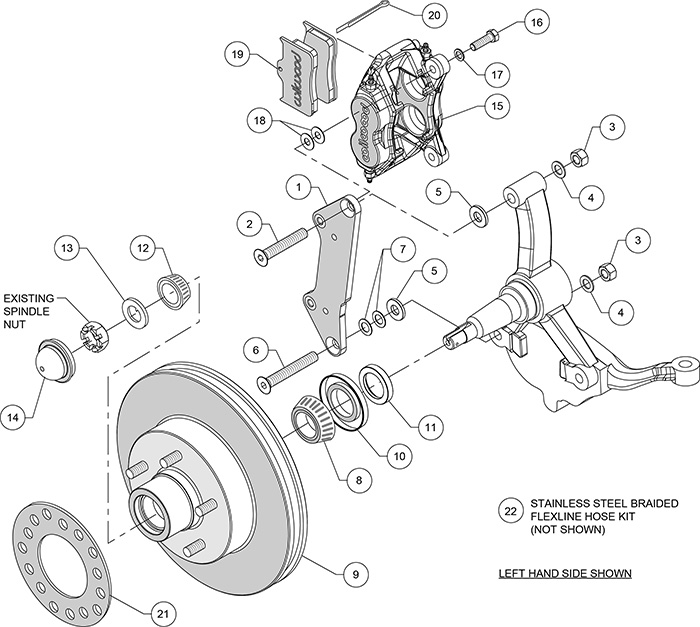 Classic Series Dynalite Front Brake Kit Assembly Schematic