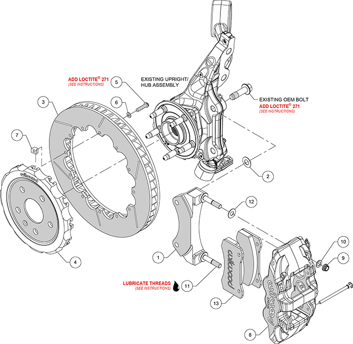 AERO6 Big Brake Front Brake Kit (Race) Assembly Schematic