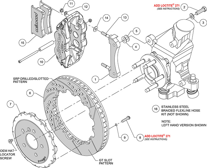 Forged Narrow Superlite 6R Big Brake Front Brake Kit (Hat) Assembly Schematic