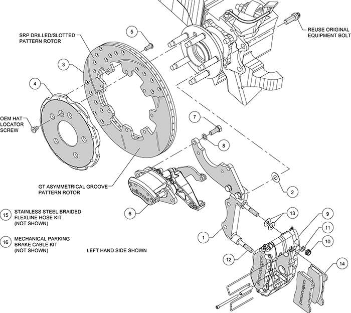 Dynapro Radial-MC4 Rear Parking Brake Kit Assembly Schematic