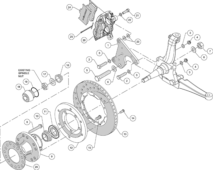 Forged Dynalite Pro Series Front Brake Kit Assembly Schematic