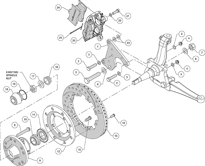 Forged Dynalite Big Brake Front Brake Kit (Hub) Assembly Schematic