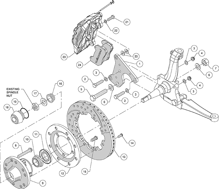 Forged Dynapro 6 Big Brake Front Brake Kit (Hub) Assembly Schematic