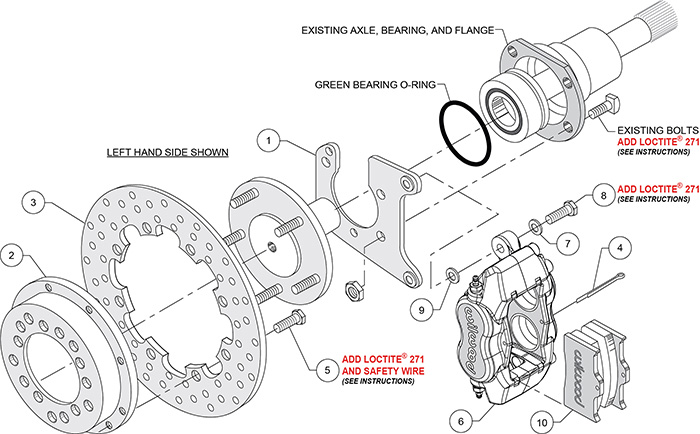 Forged Dynalite Rear Drag Brake Kit Assembly Schematic