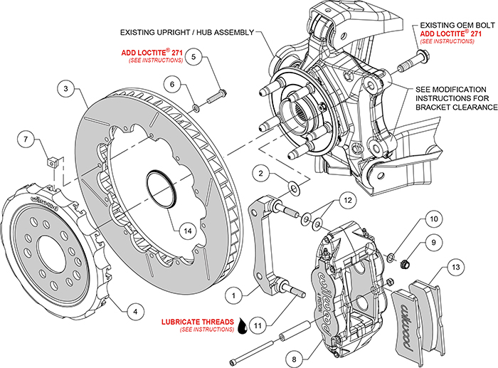 Forged Narrow Superlite 4R Big Brake Rear Brake Kit (Race) Assembly Schematic