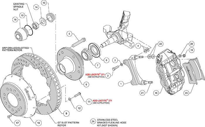 Forged Narrow Superlite 6R Big Brake Front Brake Kit (Hub) Assembly Schematic