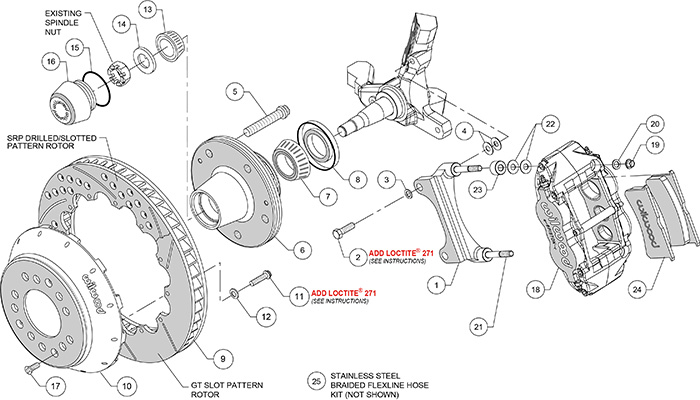 Forged Narrow Superlite 6R Big Brake Front Brake Kit (Hub) Assembly Schematic