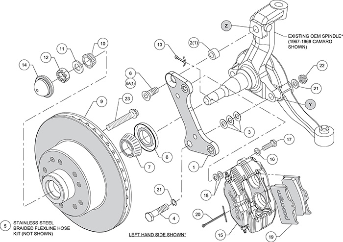 Classic Series Dynalite Front Brake Kit Assembly Schematic