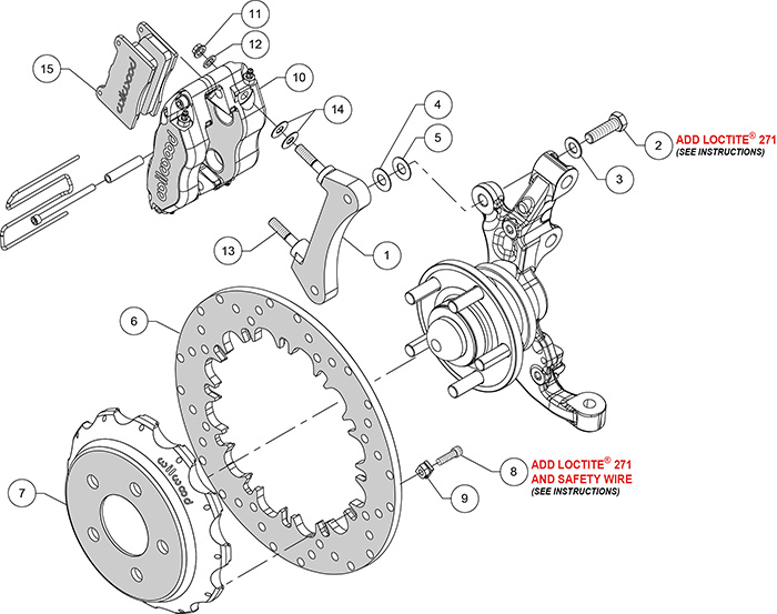 Dynapro Radial Front Drag Brake Kit Assembly Schematic