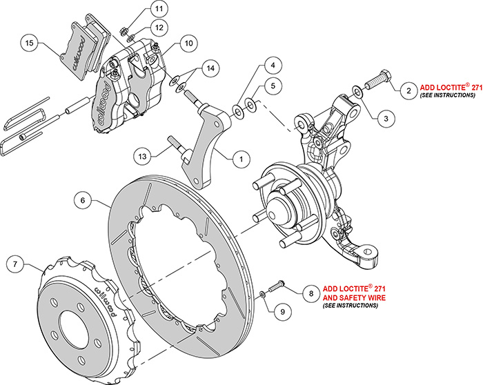 Dynapro Radial Front Drag Brake Kit Assembly Schematic