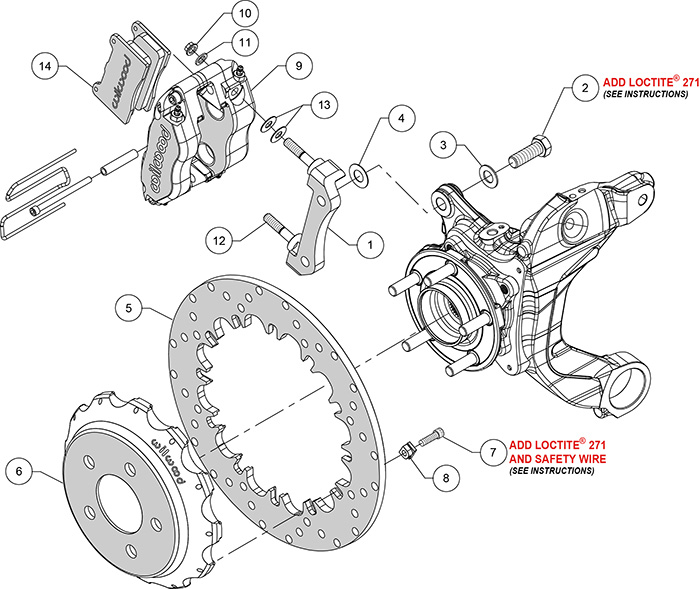 Dynapro Radial  Rear Drag Brake Kit Assembly Schematic