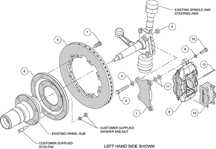 Forged Dynalite Big Brake Front Brake Kit (Hat) Assembly Schematic