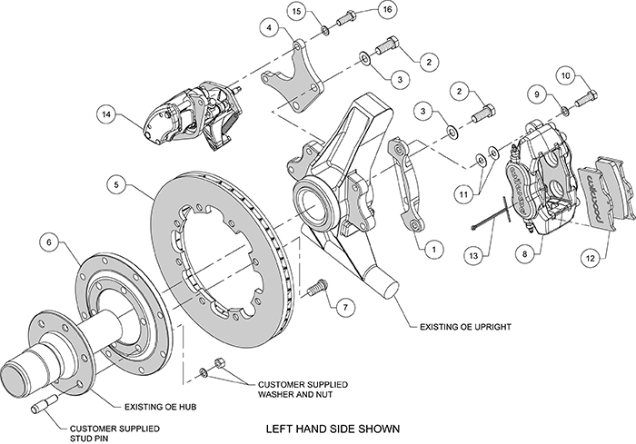 Forged Dynalite-MC4 Rear Parking Brake Kit Assembly Schematic