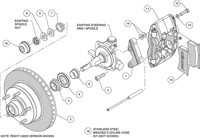 Deluxe Disc Brake Kit for 1948-1956 Ford Half Ton, 5 x 5-1/2 Inch Bolt  Pattern, 1/2-20 Studs, 11-3/4 Vented Rotors, GM Midsize Calipers, Simple  Bolt-On, Includes Rubber Brake Lines & Hardware 