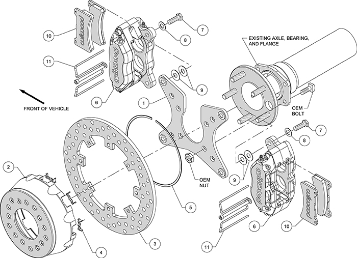 Dynapro Dual SA Lug Drive Dynamic Rear Drag Brake Kit Assembly Schematic