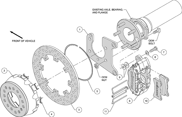 Dynapro SA Lug Drive Dynamic Rear Drag Brake Kit Assembly Schematic