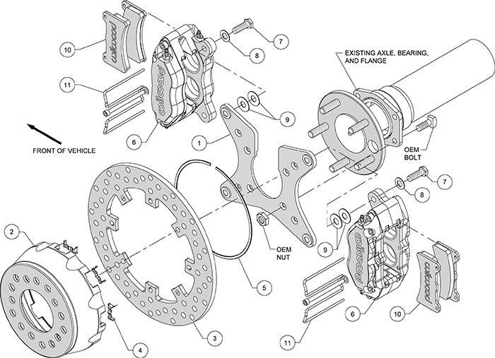 Dynapro Dual SA Lug Drive Dynamic Rear Drag Brake Kit Assembly Schematic