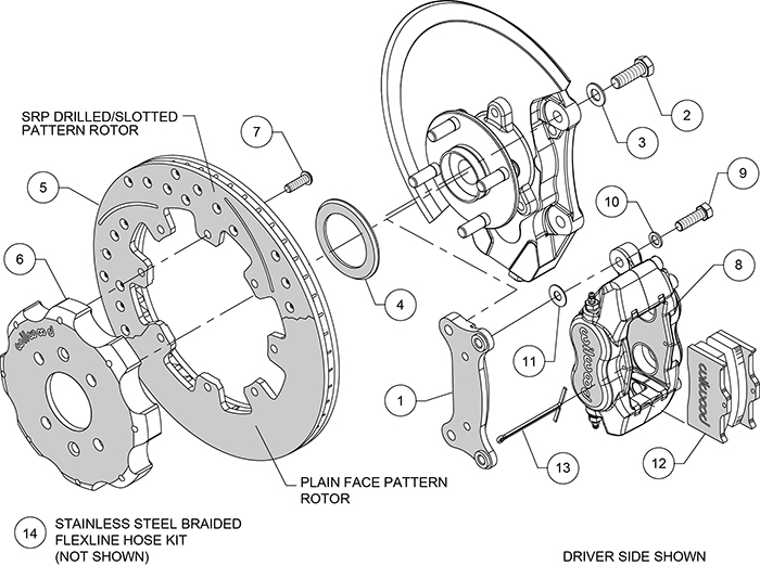 Forged Dynalite Big Brake Front Brake Kit (Hat) Assembly Schematic
