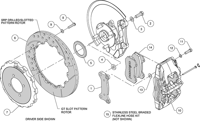 Forged Dynapro 6 Big Brake Front Brake Kit (Hat) Assembly Schematic