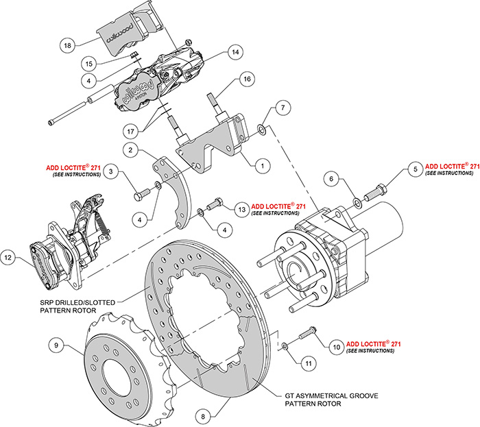 Forged Narrow Superlite 4R-MC4 Big Brake Rear Parking Brake Kit Assembly Schematic