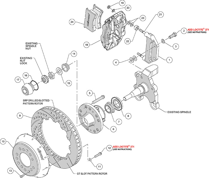 Forged Narrow Superlite 6R Big Brake Front Brake Kit (Hub) Assembly Schematic