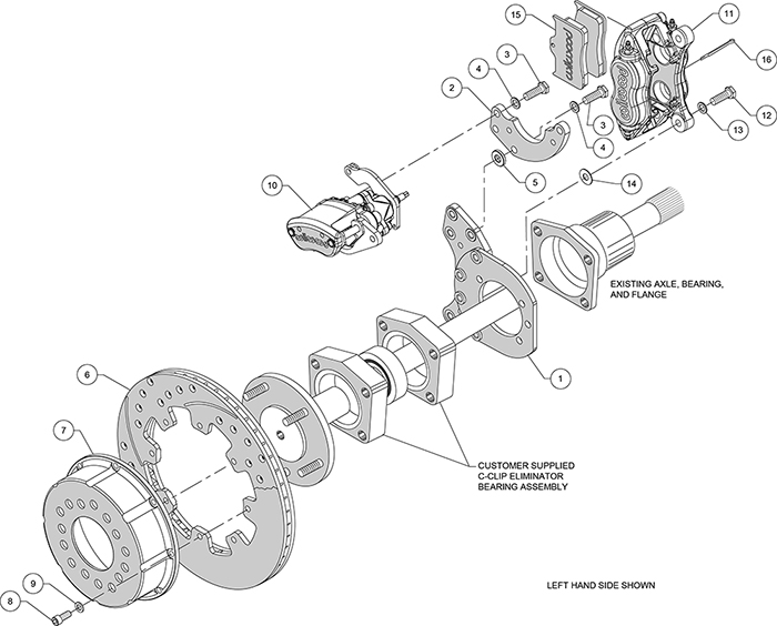 Forged Dynalite-MC4 Rear Parking Brake Kit Assembly Schematic