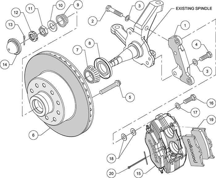 Classic Series Dynalite Front Brake Kit Assembly Schematic