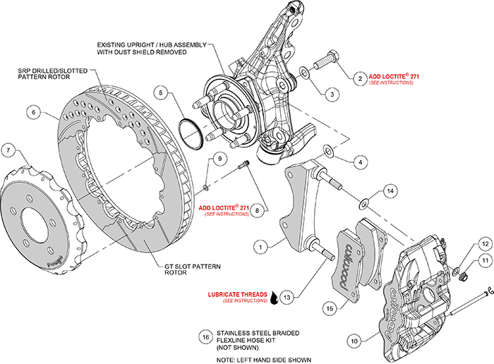 AERO6 Big Brake Front Brake Kit Assembly Schematic