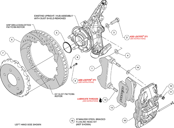 AERO6 Big Brake Front Brake Kit Assembly Schematic