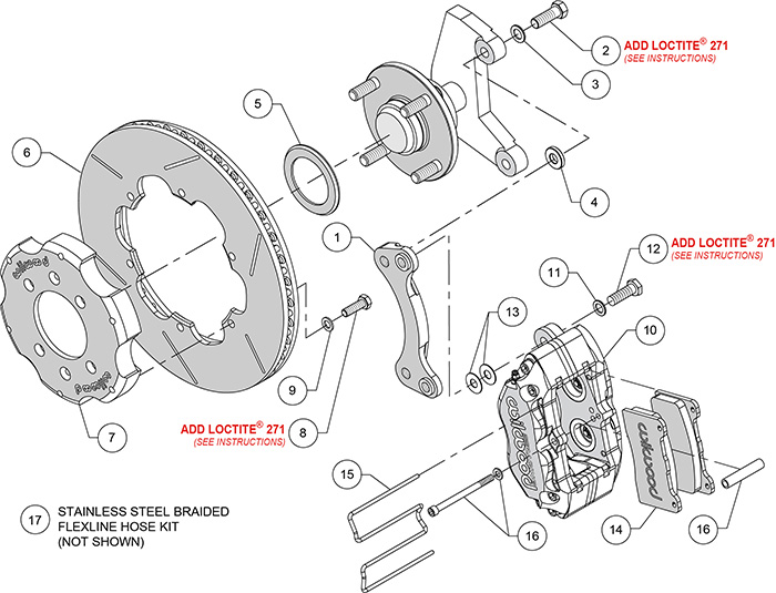 Forged Dynapro Big Brake Front Brake Kit (Race) Assembly Schematic