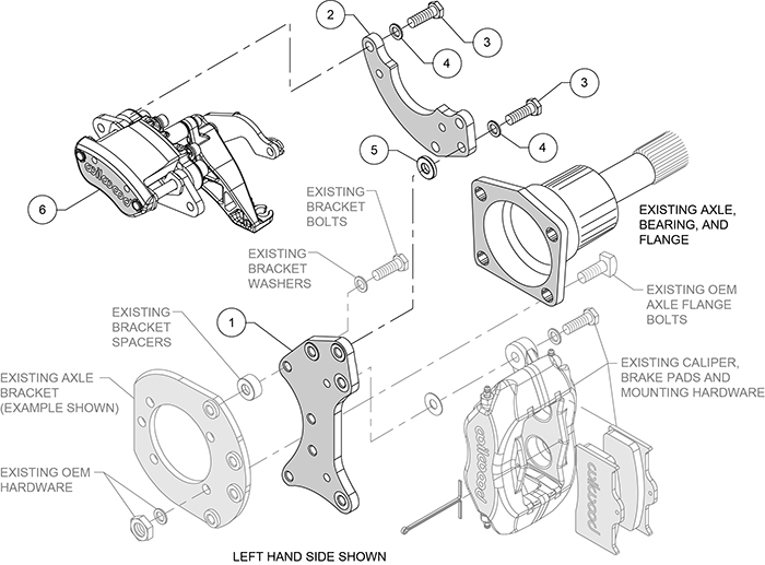 MC4 Rear Pro Street Parking Brake Upgrade Kit Assembly Schematic